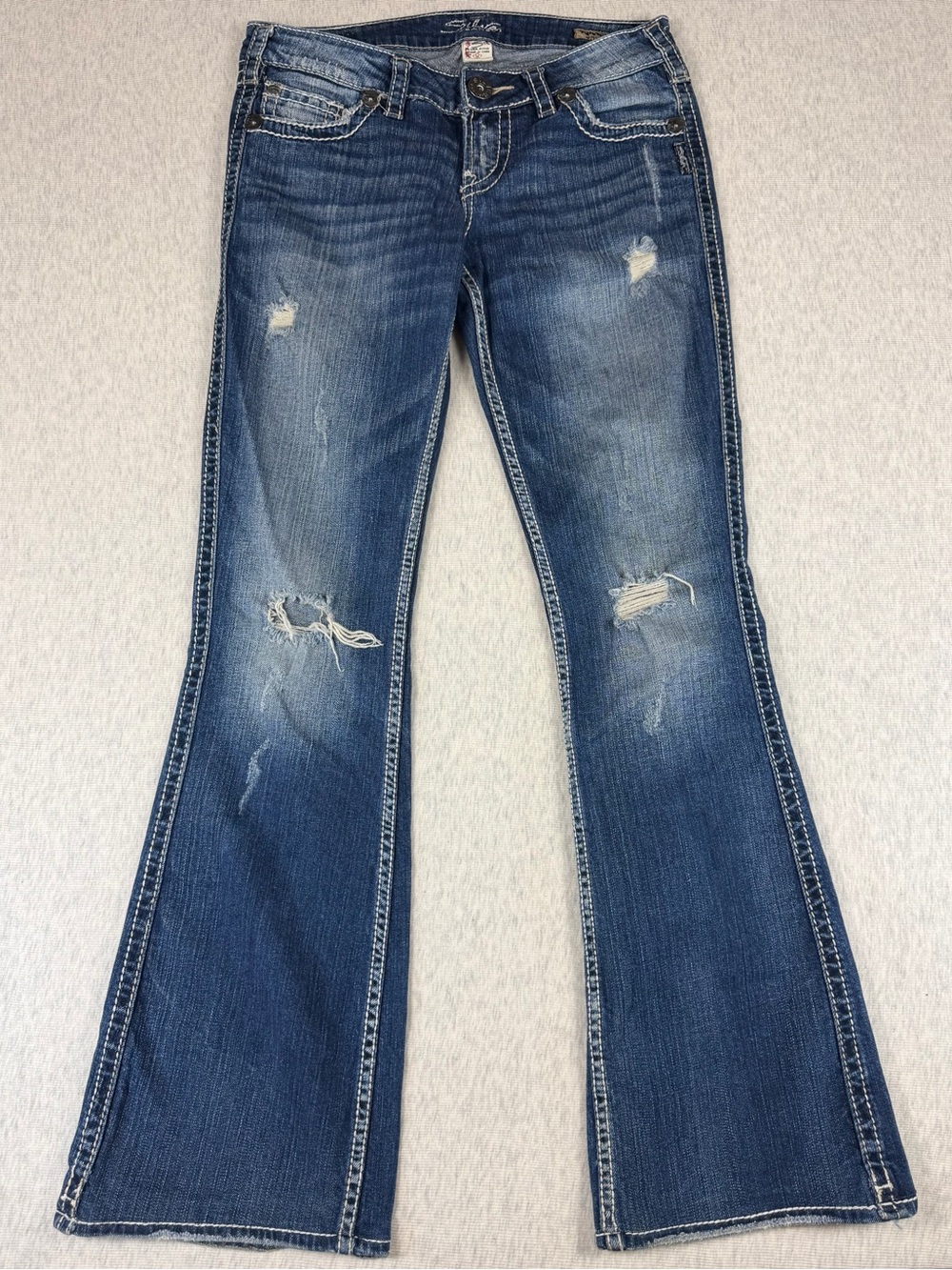Silver Jeans Twisted Bootcut Distressed Low Rise Jeans Women’s 26 Y2K Western